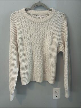 LC Lauren Conrad Cream Cable & Waffle-Knit Crew Sweater